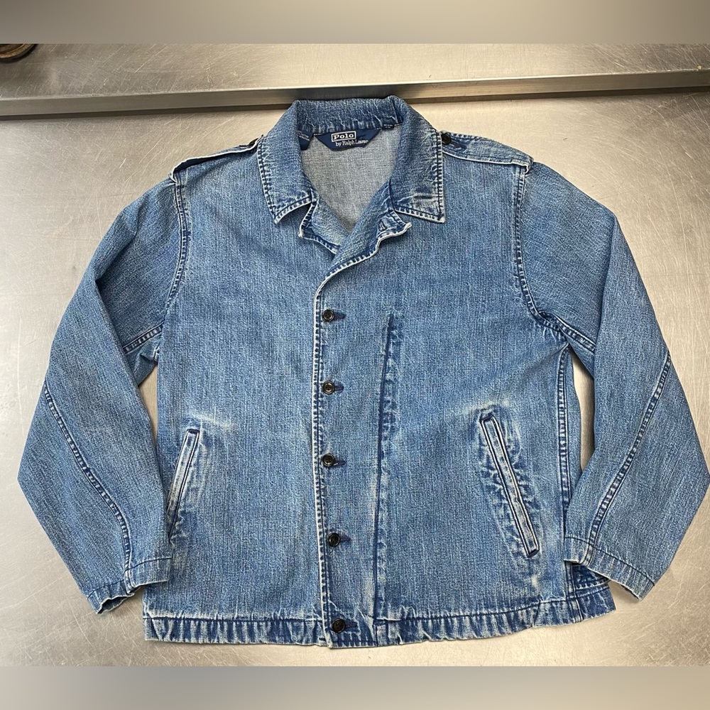 Rare Vintage Polo Ralph Lauren Denim Women’s Jacket Size M Blue Faded 80s